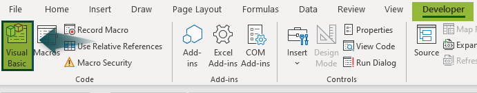 Developer tab (Visual Basic)