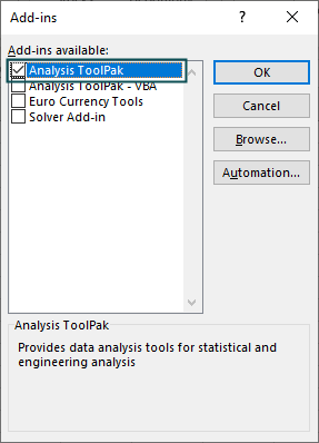 Analysis Toolpak