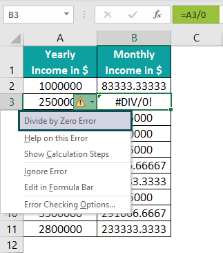 Errors in Excel Intro Example