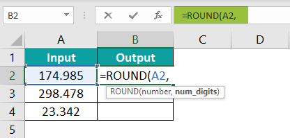 Round Function in Excel Example 3.1