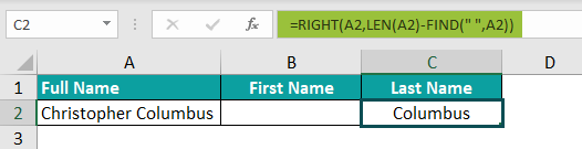 Split Cells in Excel Example 4.2