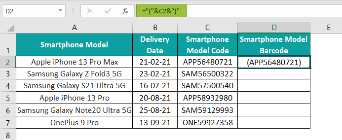 Barcode In Excel Example 3.3