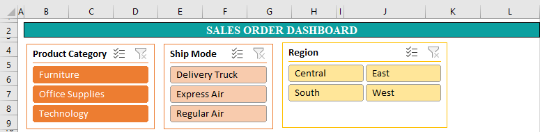 Dashboard in Excel Example 1.22