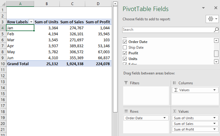 Dashboard in Excel Example 1.3