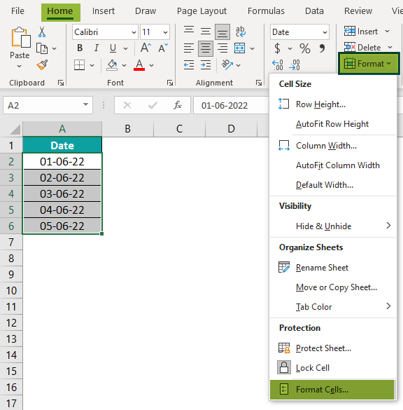Date Format in Excel Example 3.2