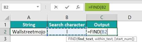 FIND function in Excel Basic Example.1