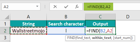 FIND function in Excel Basic Example.2