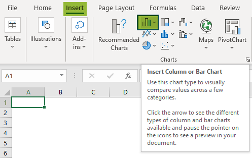 Insert Bar Chart in Excel