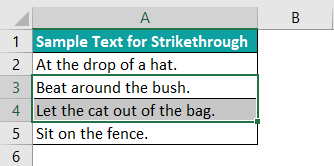 Strikethrough in Excel Example 1.1