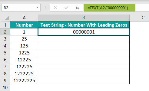 Text Function in Excel Example 5.1
