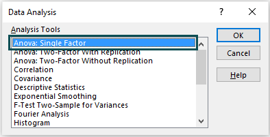 ANOVA in Excel Example 1.1
