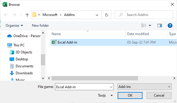 Add-ins in Excel Example 1.5
