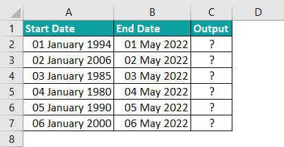 Calculate Age in Excel Example 3