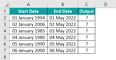 Calculate Age in Excel Example 4