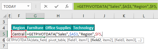 GetPivotData In Excel Example 2.6