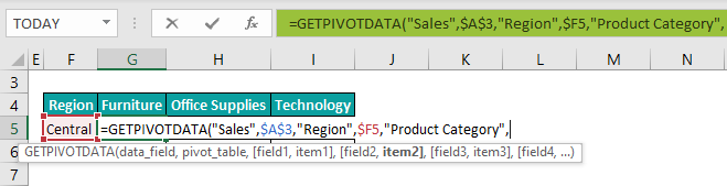 GetPivotData In Excel Example 2.7