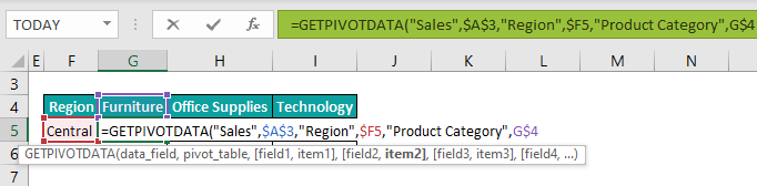 GetPivotData In Excel Example 2.8