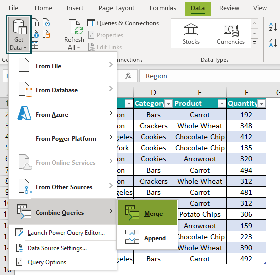 Power query in excel Example 1.11
