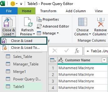 Power query in excel Example 3.5