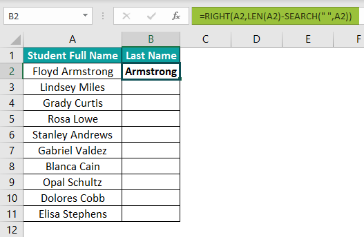 RIGHT Function In Excel Example 4.1