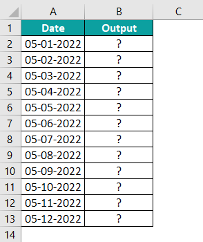 WEEKDAY in Excel Example 3