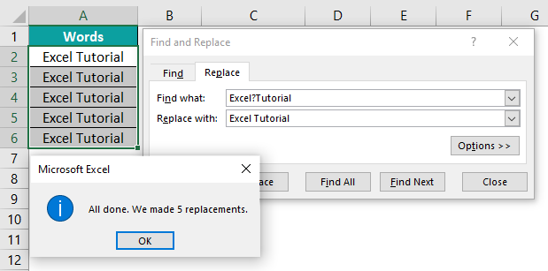 Wildcard In Excel Example 1.7