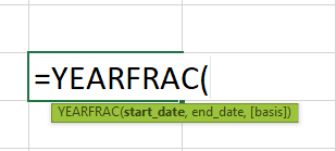 YEARFRAC syntax