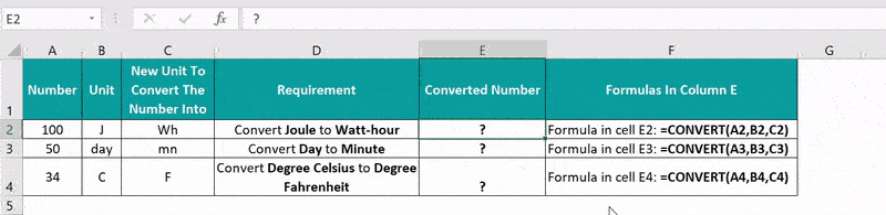 CONVERT Function in Excel - 2