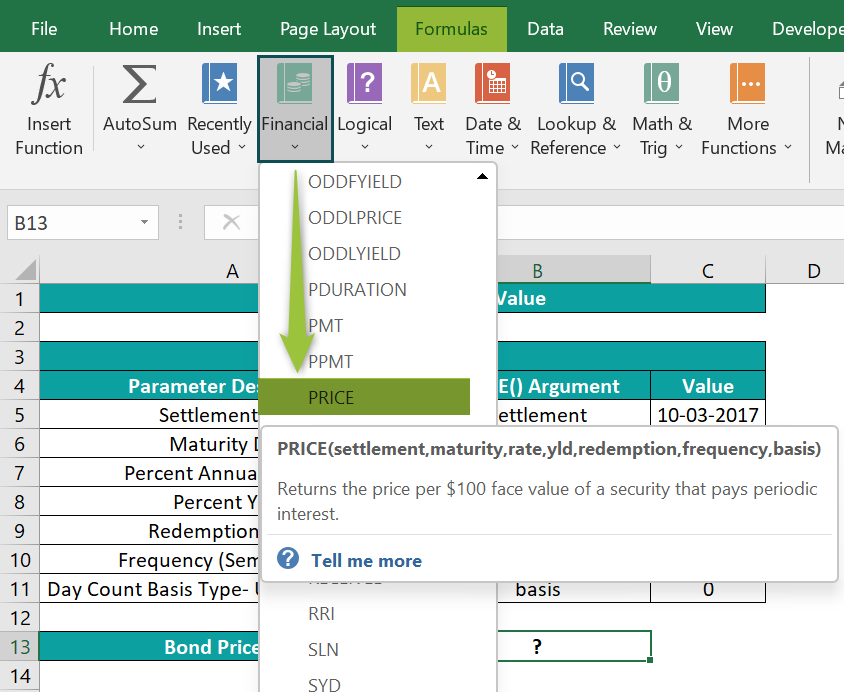 Entering from the Formula Tab - Step 1