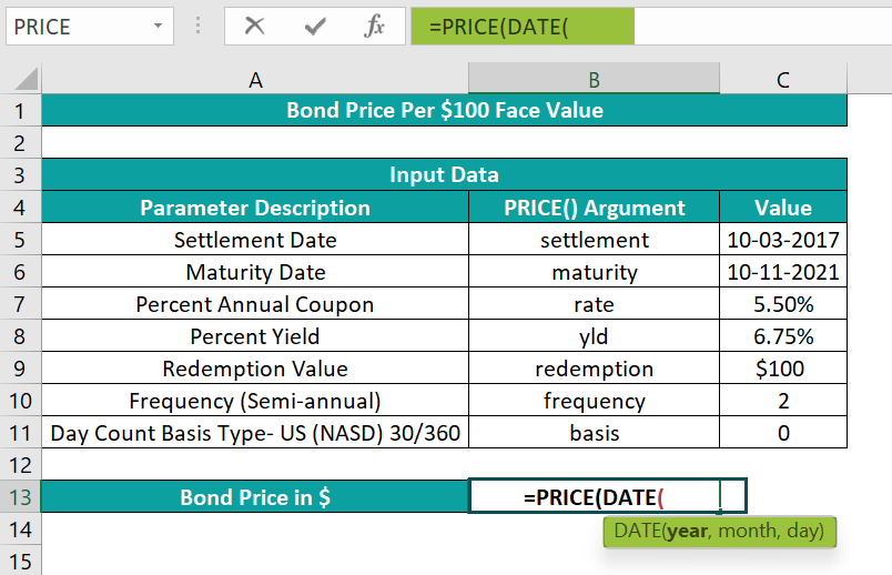 How to Use - Enter values using DATE and PRICE function