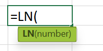 LN Excel Function Syntax
