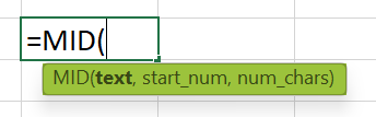 MID function syntax