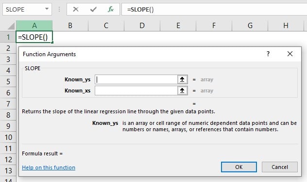 SLOPE Function argument