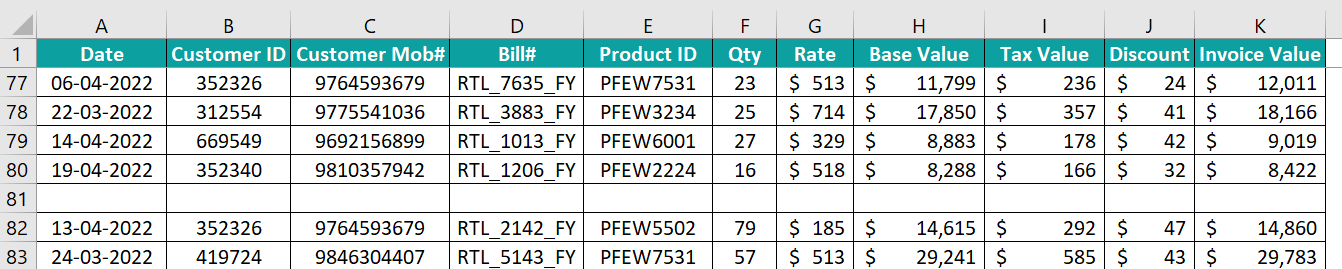 Database in Excel - Example 1 - Step 3b