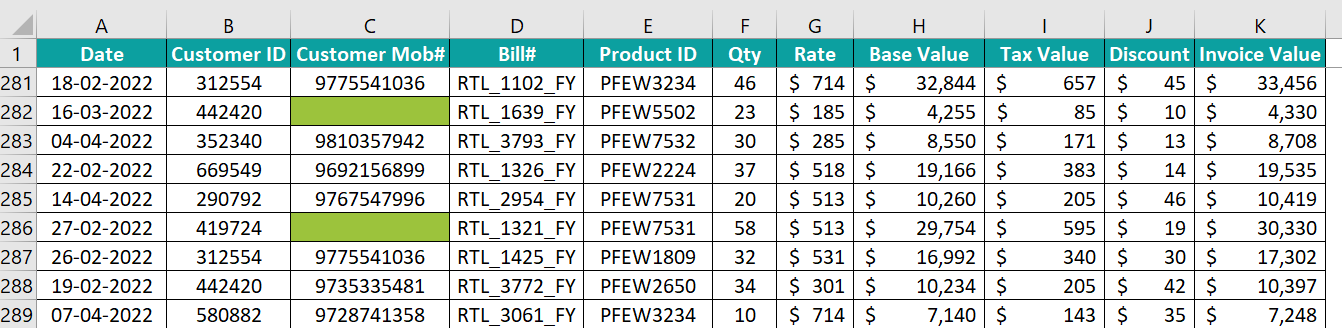 Database in Excel - Example 1 - Step 3c