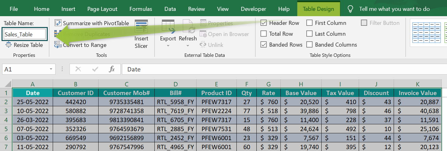 Database in Excel - Example 1 - Step 5