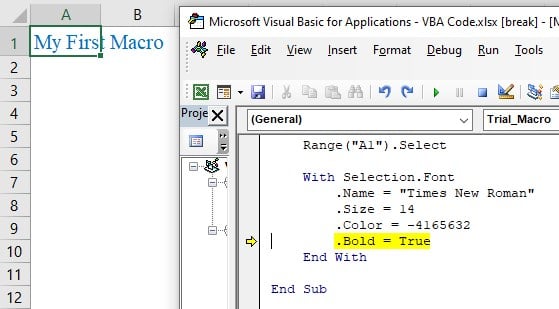Execute macro Line - 7th execution