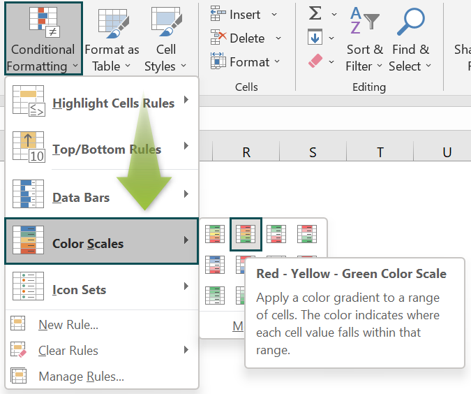 Heat Map in Excel - Example 1 - Step 3