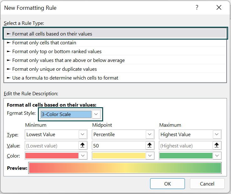 Heat Map in Excel - Example 1 - Step 5