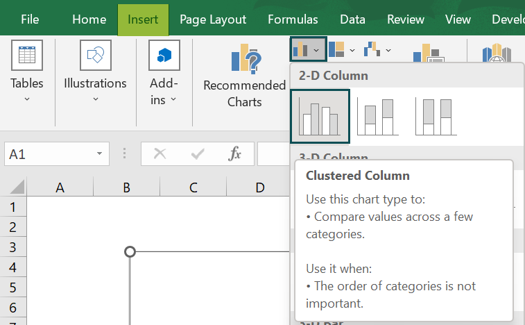 How to create Column Chart In Excel