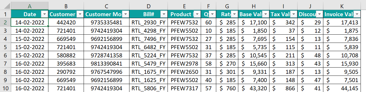 How to maintain database in excel - Step 2a