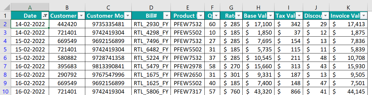 How to maintain database in excel - Step 2e