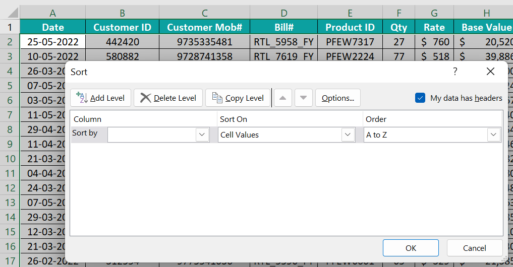 How to maintain database in excel - Step 1