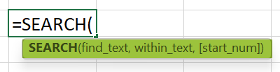 SEARCH Function in Excel - Syntax