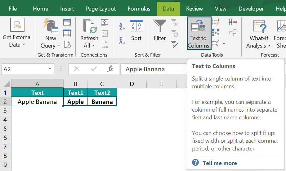 excel text to columns shortcut