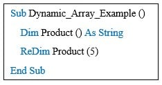 VBA dynamic array -Redim statement