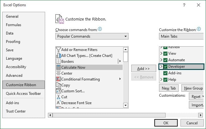 Vba Code - Developer tab - step 4