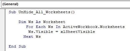 Example 3 - Unhide code