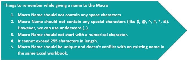 Vba Code - Record Macro - step 3 - remember
