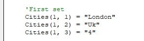 vba array - multi-dimensional - assign